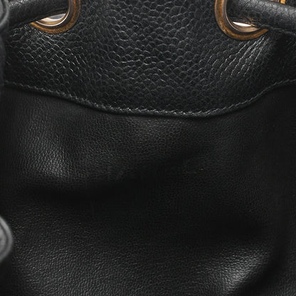 CHANEL Chain Shoulder Bag Triple Coco Caviar Skin Ball Charm Drawstring Black Gold-Tone Hardware, Pre-Owned