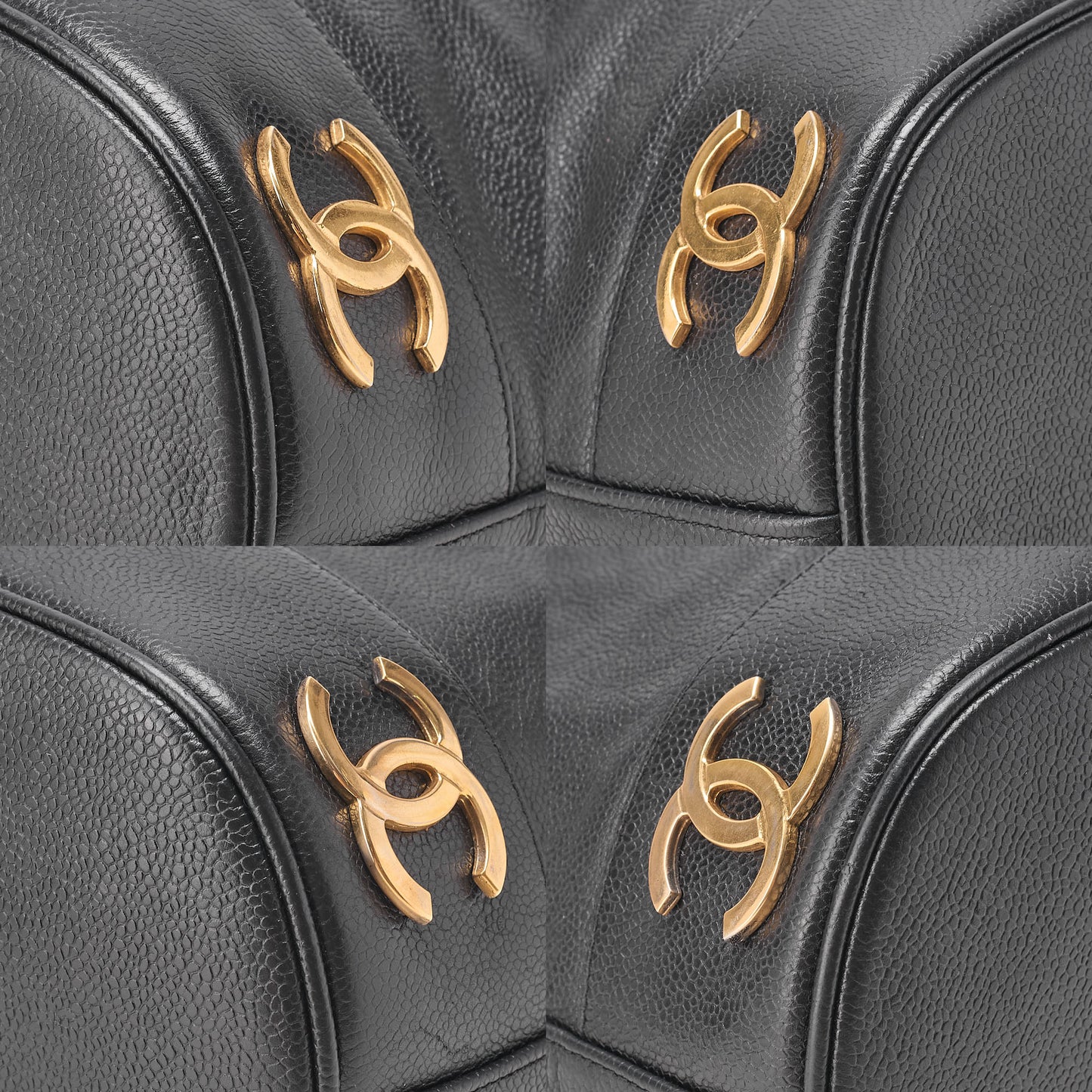 CHANEL Chain Shoulder Bag Triple Coco Caviar Skin Ball Charm Drawstring Black Gold-Tone Hardware, Pre-Owned