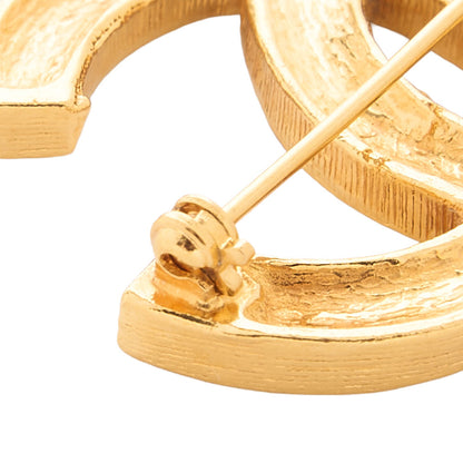 CHANEL Cocomark Rhinestone Brooch GP (Gold Plated) Gold-Tone Hardware, Pre-Owned