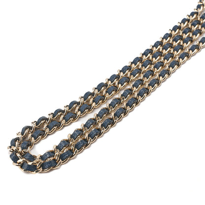 CHANEL Matelasse  Chain Wallet Caviar Skin Navy Gold-Tone Hardware, Pre-Owned