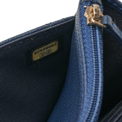 CHANEL Matelasse  Chain Wallet Caviar Skin Navy Gold-Tone Hardware, Pre-Owned