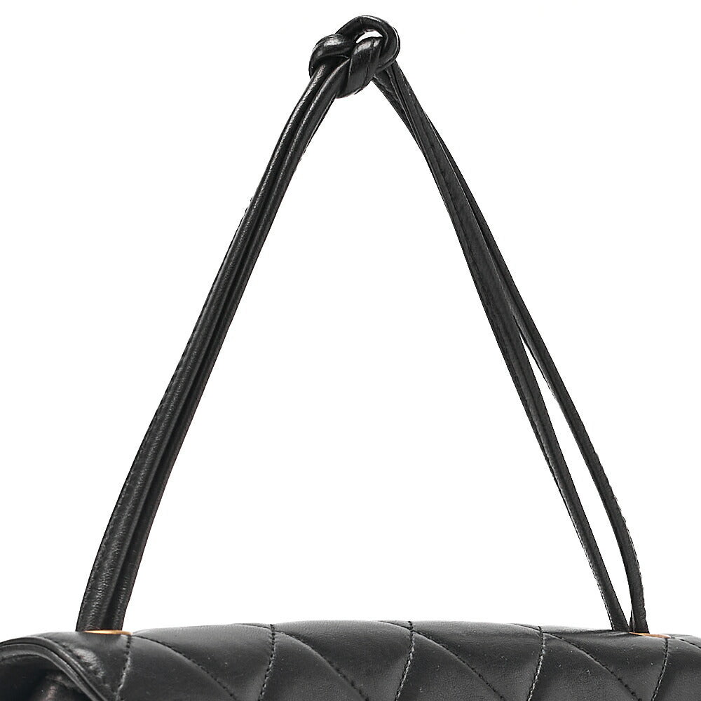 CHANEL Lambskin Matelasse 2.55 Lock Round Handbag Black Gold-Tone Hardware, Pre-Owned