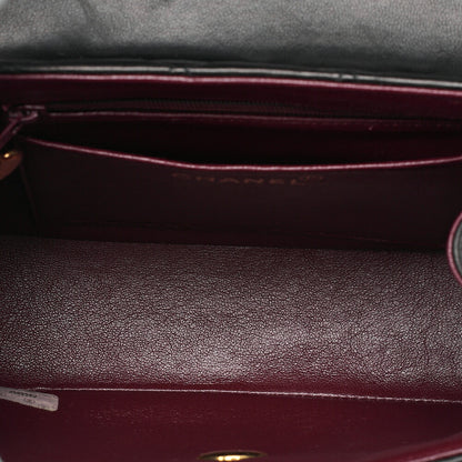 CHANEL Lambskin Matelasse 2.55 Lock Round Handbag Black Gold-Tone Hardware, Pre-Owned