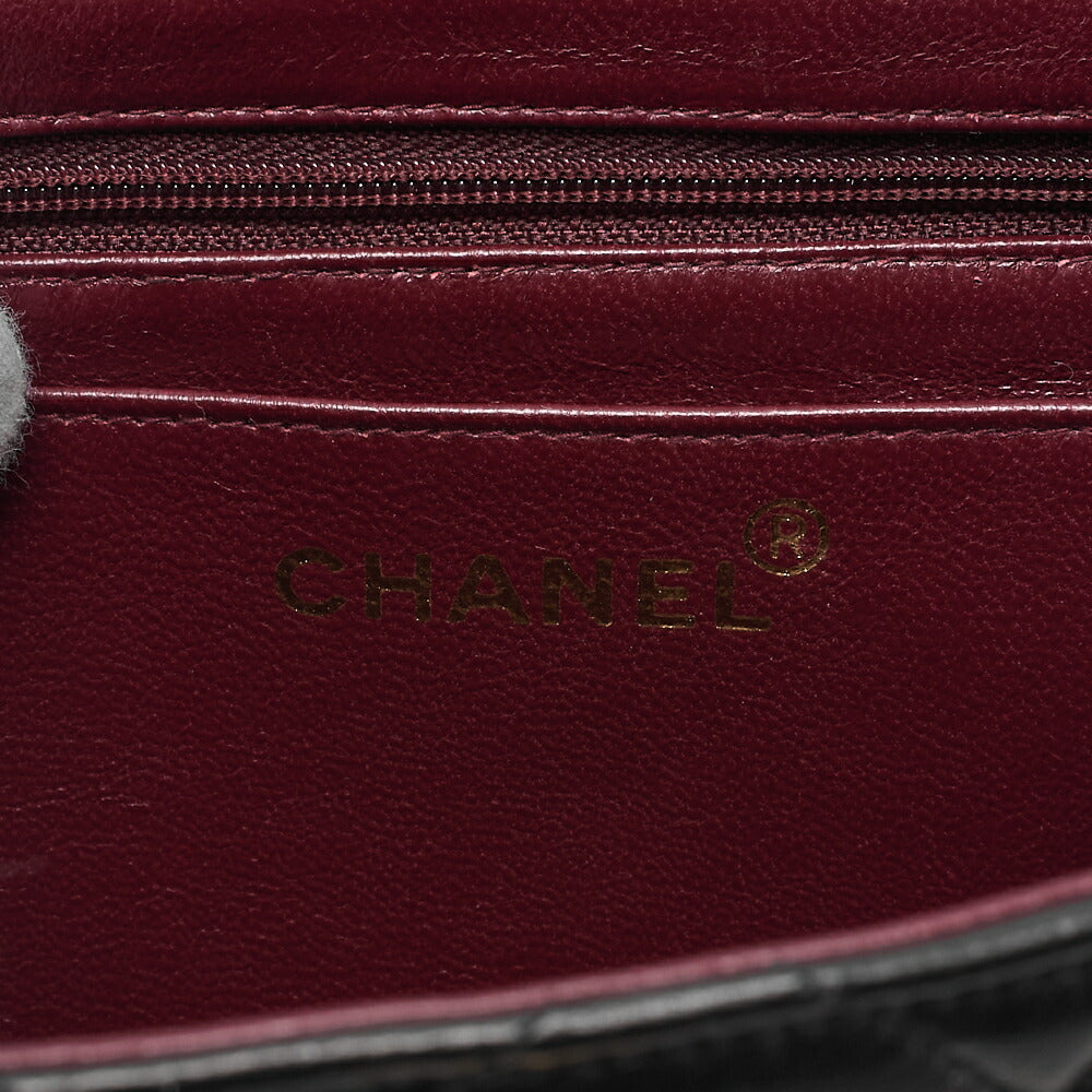 CHANEL Lambskin Matelasse 2.55 Lock Round Handbag Black Gold-Tone Hardware, Pre-Owned