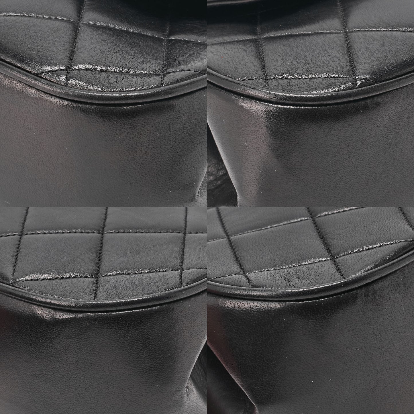 CHANEL Lambskin Matelasse 2.55 Lock Round Handbag Black Gold-Tone Hardware, Pre-Owned