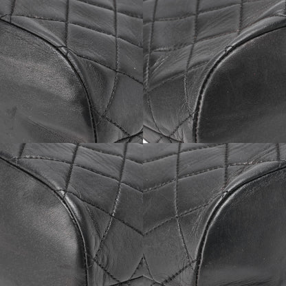 CHANEL Tote Bag Matelasse Logo Charm Black Lambskin Gold-Tone Hardware, Pre-Owned