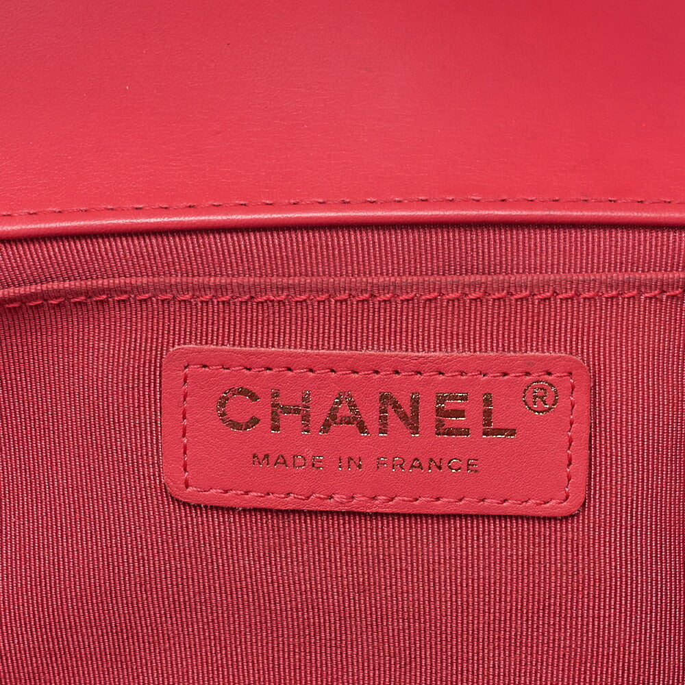 CHANEL Tweed X Studs Boy Chanel V Stitch Chain Shoulder Pink Gold-Tone Hardware, Pre-Owned