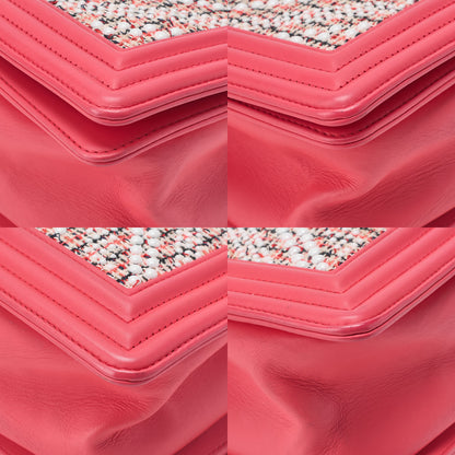 CHANEL Tweed X Studs Boy Chanel V Stitch Chain Shoulder Pink Gold-Tone Hardware, Pre-Owned