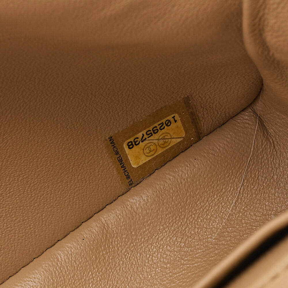 CHANEL Chain Shoulder Bag Matelasse Single Flap Lambskin Beige Silver-Tone Hardware, Pre-Owned