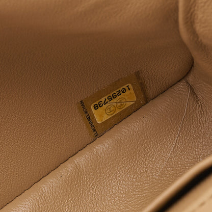 CHANEL Chain Shoulder Bag Matelasse Single Flap Lambskin Beige Silver-Tone Hardware, Pre-Owned