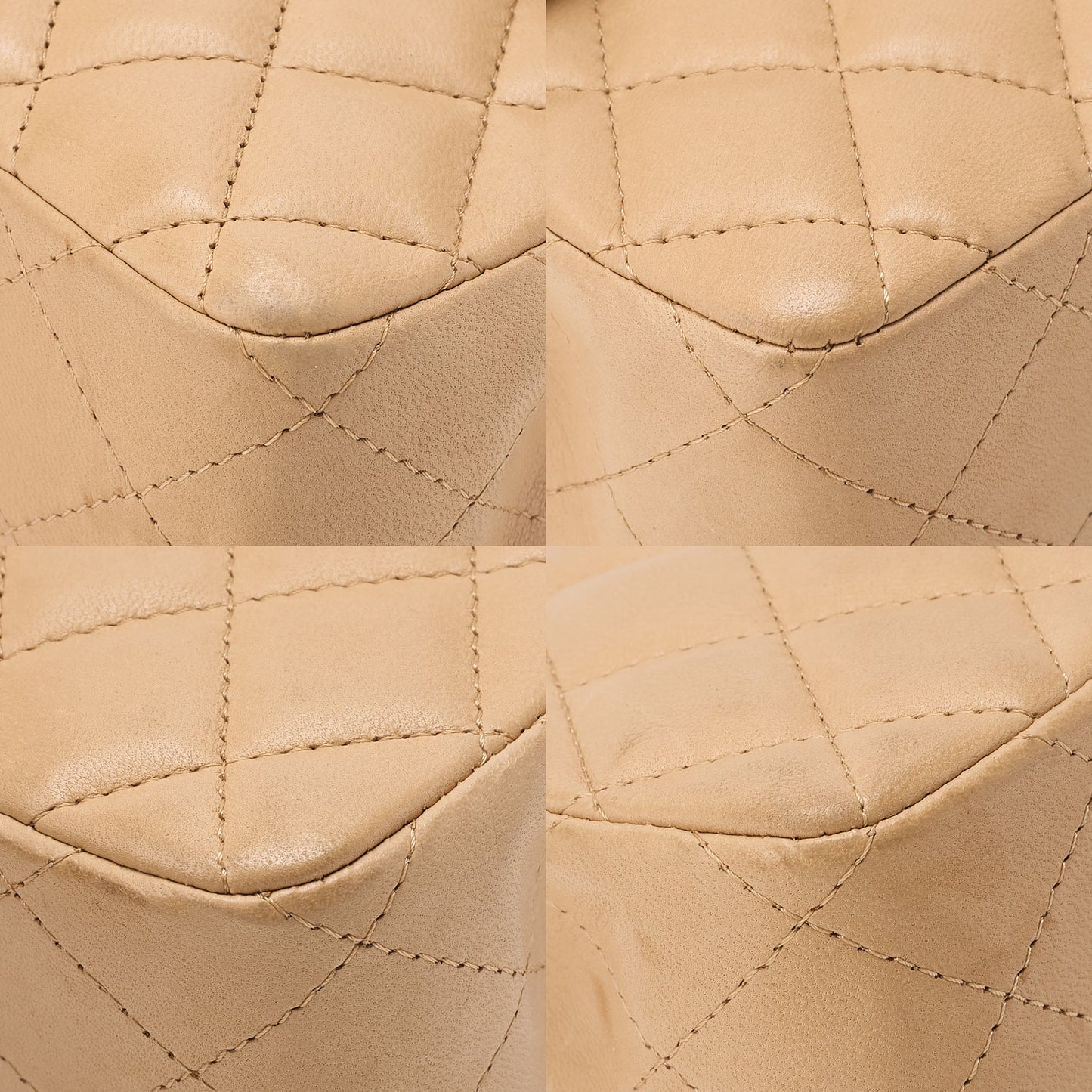 CHANEL Chain Shoulder Bag Matelasse Single Flap Lambskin Beige Silver-Tone Hardware, Pre-Owned