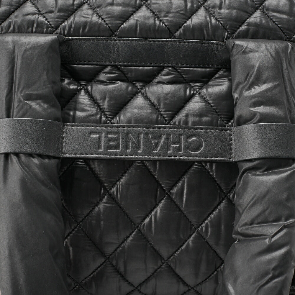 CHANEL Nylon Coco Backpack Black Silver-Tone Hardware, Pre-Owned