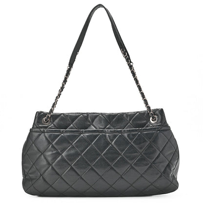 CHANEL Caviar Skin Matelasse Coco Mark Chain Shoulder Bag Black Silver-Tone Hardware, Pre-Owned