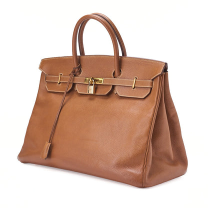 HERMES Birkin 40 Handbag Ardennes Gold Gold-Tone Hardware, Pre-Owned