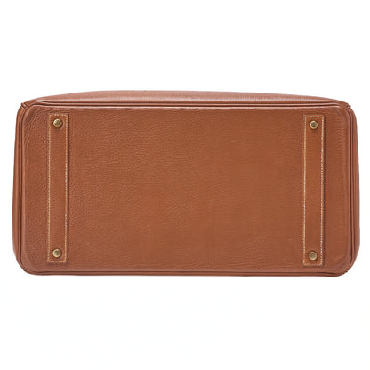 HERMES Birkin 40 Handbag Ardennes Gold Gold-Tone Hardware, Pre-Owned