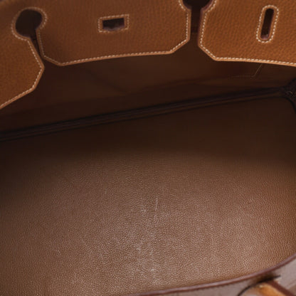 HERMES Birkin 40 Handbag Ardennes Gold Gold-Tone Hardware, Pre-Owned