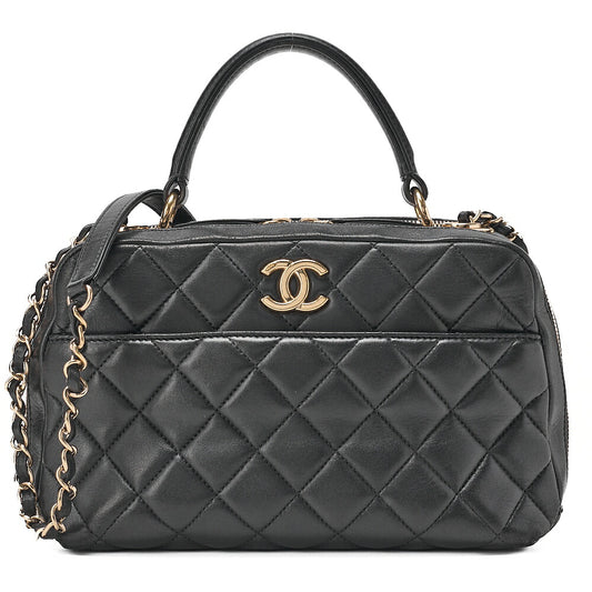 CHANEL Chima Trasse 2WAY CC Trendy Chain Shoulder Handbag Lambskin Black Gold Fittings Women's Bag Brand [Used] [Free Shipping]