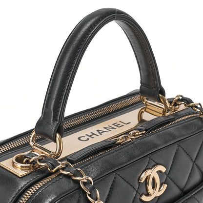 CHANEL Chima Trasse 2WAY CC Trendy Chain Shoulder Handbag Lambskin Black Gold Fittings Women's Bag Brand [Used] [Free Shipping]