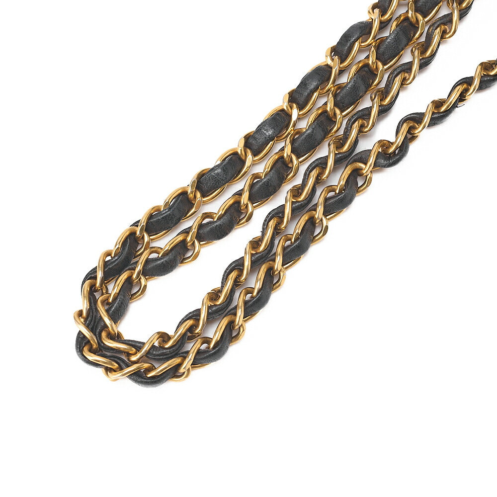 CHANEL Chain Shoulder Bag Matelasse Outside Flap Fringe Chain Shoulder Lambskin Black Gold-Tone Hardware, Pre-Owned
