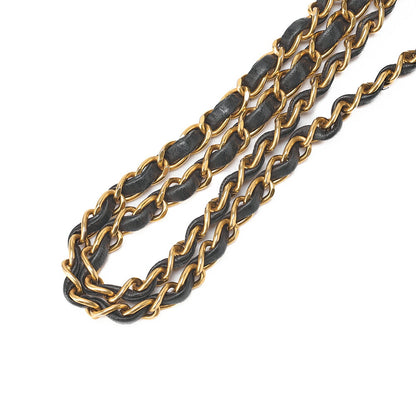 CHANEL Chain Shoulder Bag Matelasse Outside Flap Fringe Chain Shoulder Lambskin Black Gold-Tone Hardware, Pre-Owned