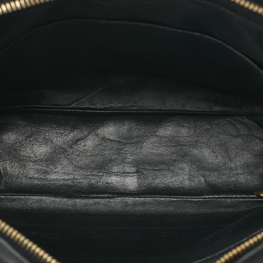 CHANEL Chain Shoulder Bag Matelasse Outside Flap Fringe Chain Shoulder Lambskin Black Gold-Tone Hardware, Pre-Owned