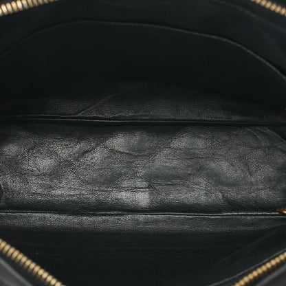 CHANEL Chain Shoulder Bag Matelasse Outside Flap Fringe Chain Shoulder Lambskin Black Gold-Tone Hardware, Pre-Owned