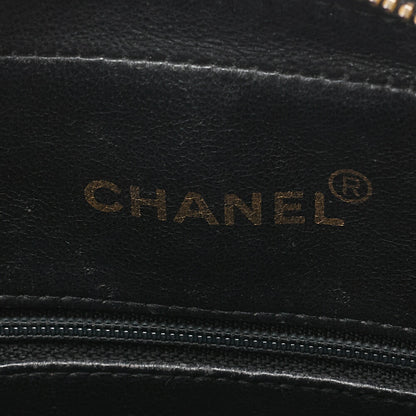 CHANEL Chain Shoulder Bag Matelasse Outside Flap Fringe Chain Shoulder Lambskin Black Gold-Tone Hardware, Pre-Owned