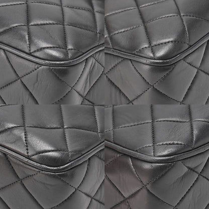 CHANEL Chain Shoulder Bag Matelasse Outside Flap Fringe Chain Shoulder Lambskin Black Gold-Tone Hardware, Pre-Owned