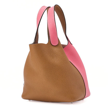 HERMES Picotan Rock Cossack PM Tryon Handbag Rose Azale x Sesame Silver-Tone Hardware, Pre-Owned