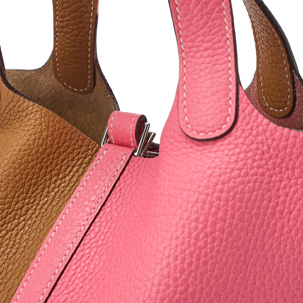 HERMES Picotan Rock Cossack PM Tryon Handbag Rose Azale x Sesame Silver-Tone Hardware, Pre-Owned