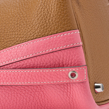 HERMES Picotan Rock Cossack PM Tryon Handbag Rose Azale x Sesame Silver-Tone Hardware, Pre-Owned