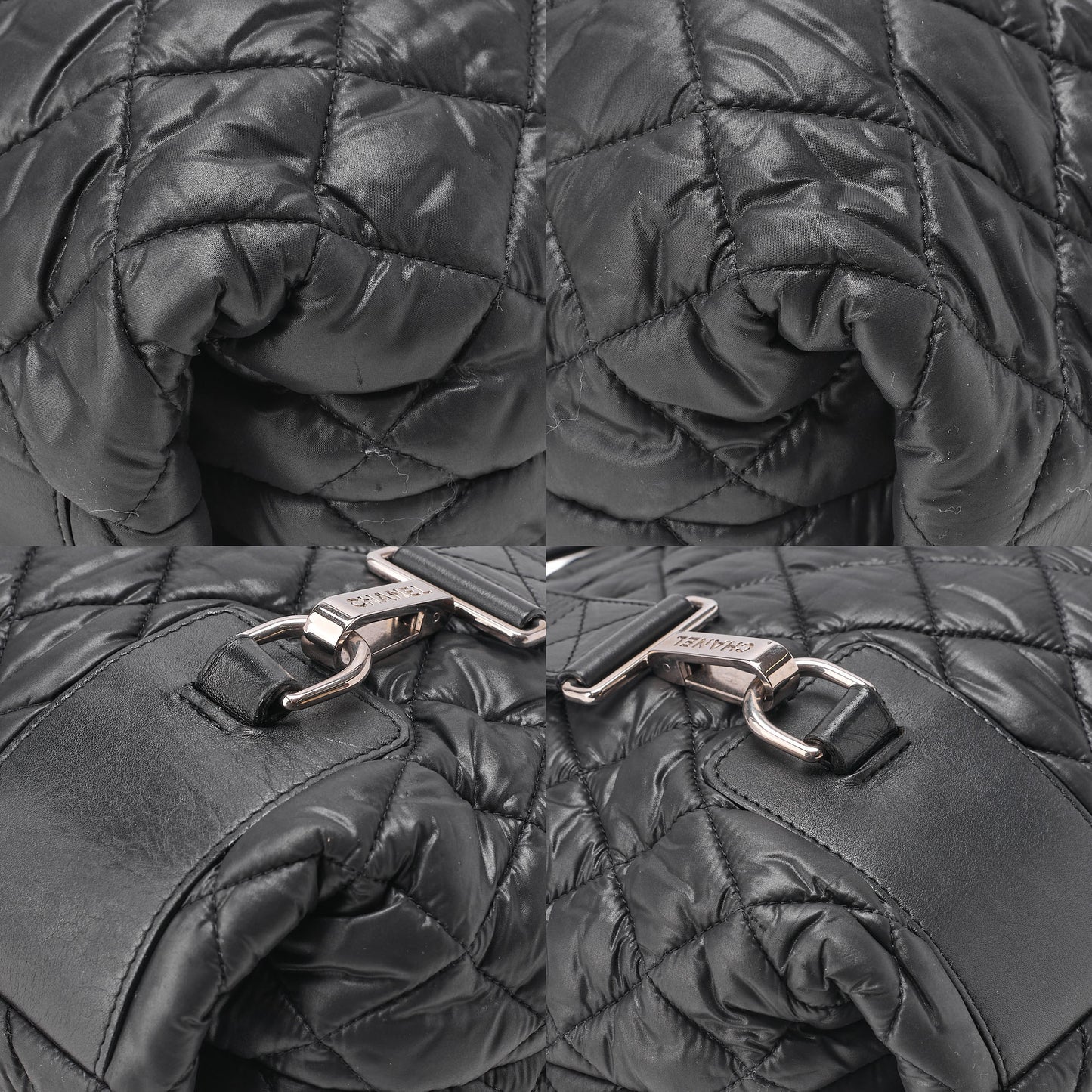 CHANEL Nylon Coco Backpack Black Silver-Tone Hardware, Pre-Owned