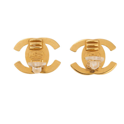 CHANEL Cocomark Turnlock 95A Earrings GP Gold Gold-Tone Hardware, Pre-Owned