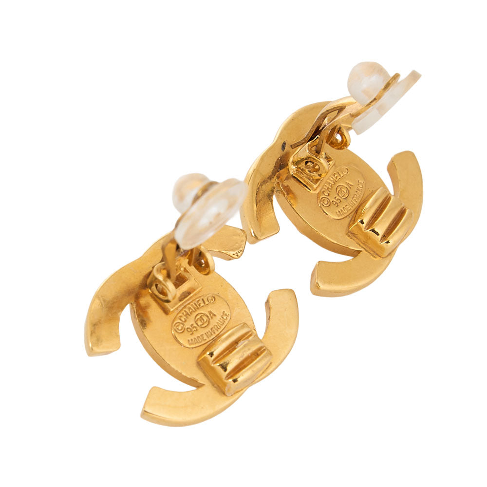 CHANEL Cocomark Turnlock 95A Earrings GP Gold Gold-Tone Hardware, Pre-Owned