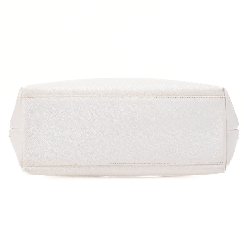 CHANEL Chanel Big Coco Mark Double Chain Shoulder with Ball Charm Caviar Skin White Gold-Tone Hardware, Pre-Owned