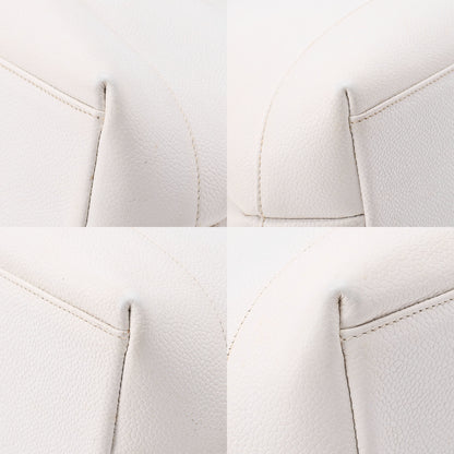 CHANEL Chanel Big Coco Mark Double Chain Shoulder with Ball Charm Caviar Skin White Gold-Tone Hardware, Pre-Owned