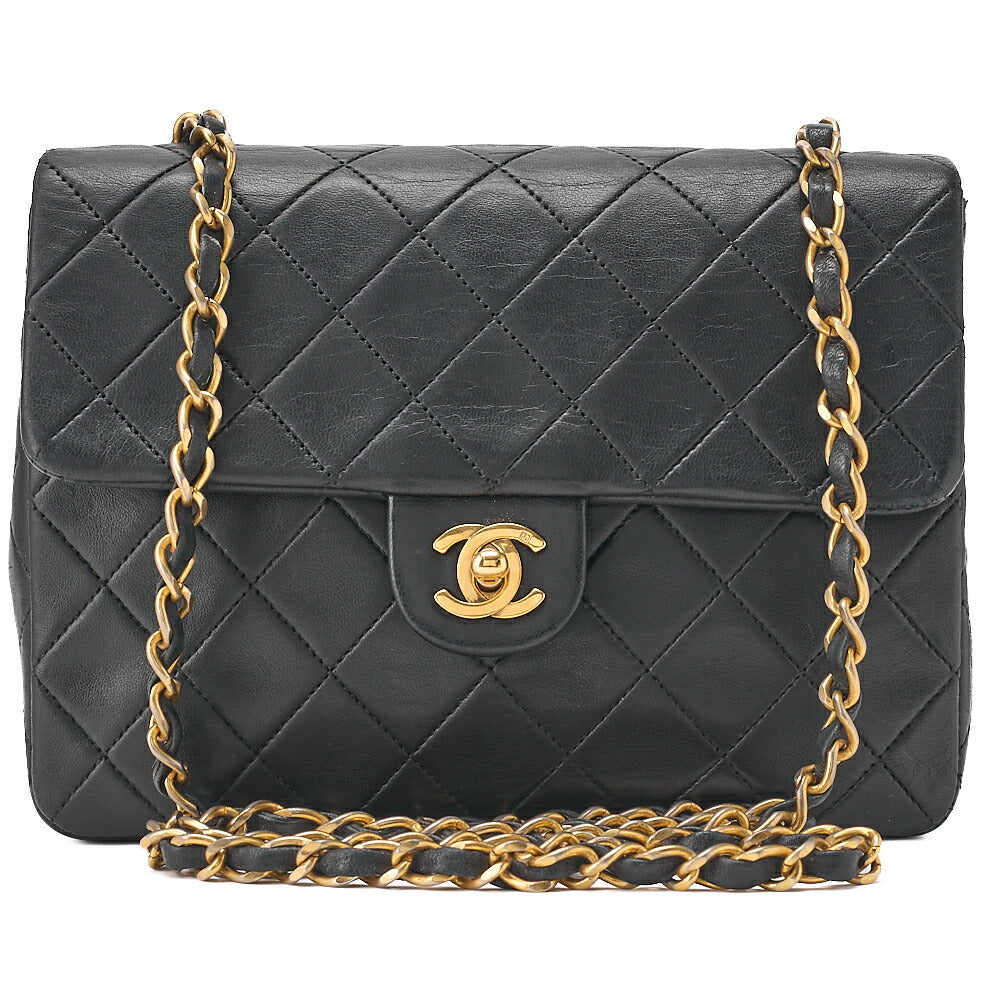 CHANEL Matelasse Single 20cm Chain Shoulder Lambsky Black Gold-Tone Hardware, Pre-Owned