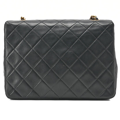 CHANEL Matelasse Single 20cm Chain Shoulder Lambsky Black Gold-Tone Hardware, Pre-Owned