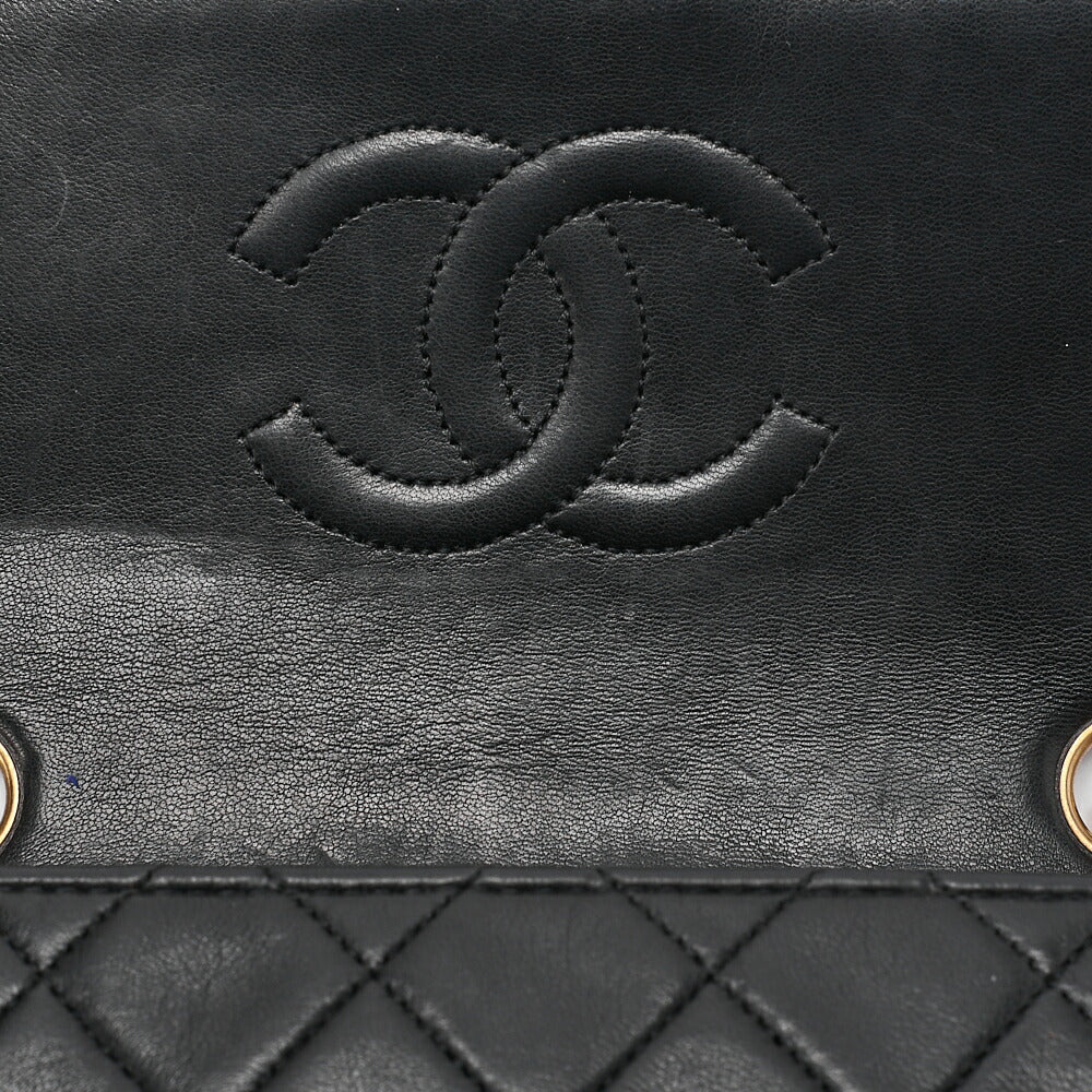 CHANEL Matelasse Single 20cm Chain Shoulder Lambsky Black Gold-Tone Hardware, Pre-Owned