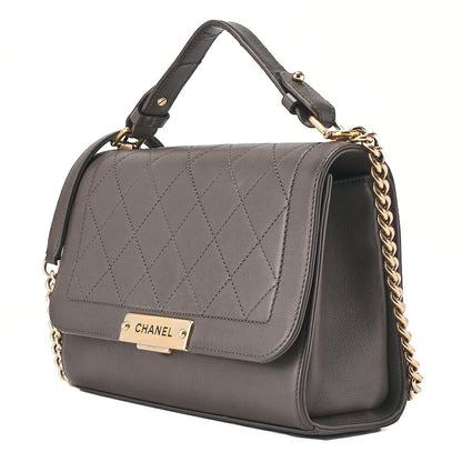 CHANEL Caviar Skin Matelasse 2way Shoulder Brown Gold-Tone Hardware, Pre-Owned