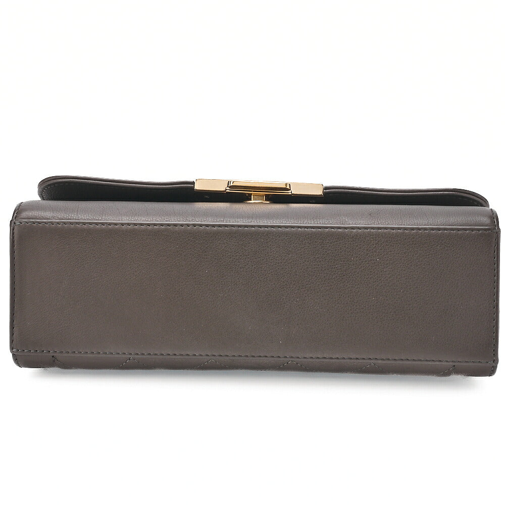 CHANEL Caviar Skin Matelasse 2way Shoulder Brown Gold-Tone Hardware, Pre-Owned