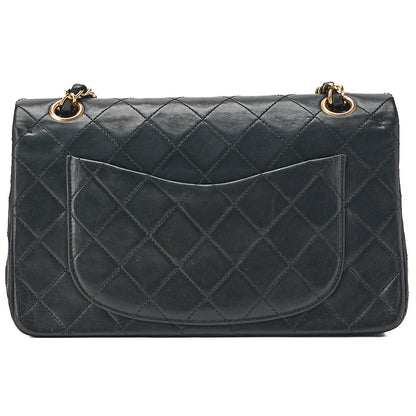 CHANEL Matelasse Double Flap 23cm Chain Shoulder Lambskin Black Gold-Tone Hardware, Pre-Owned