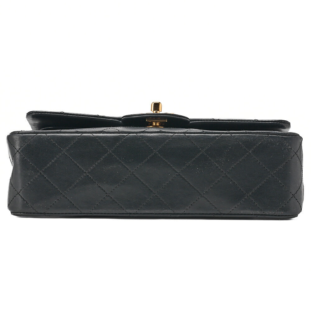 CHANEL Matelasse Double Flap 23cm Chain Shoulder Lambskin Black Gold-Tone Hardware, Pre-Owned