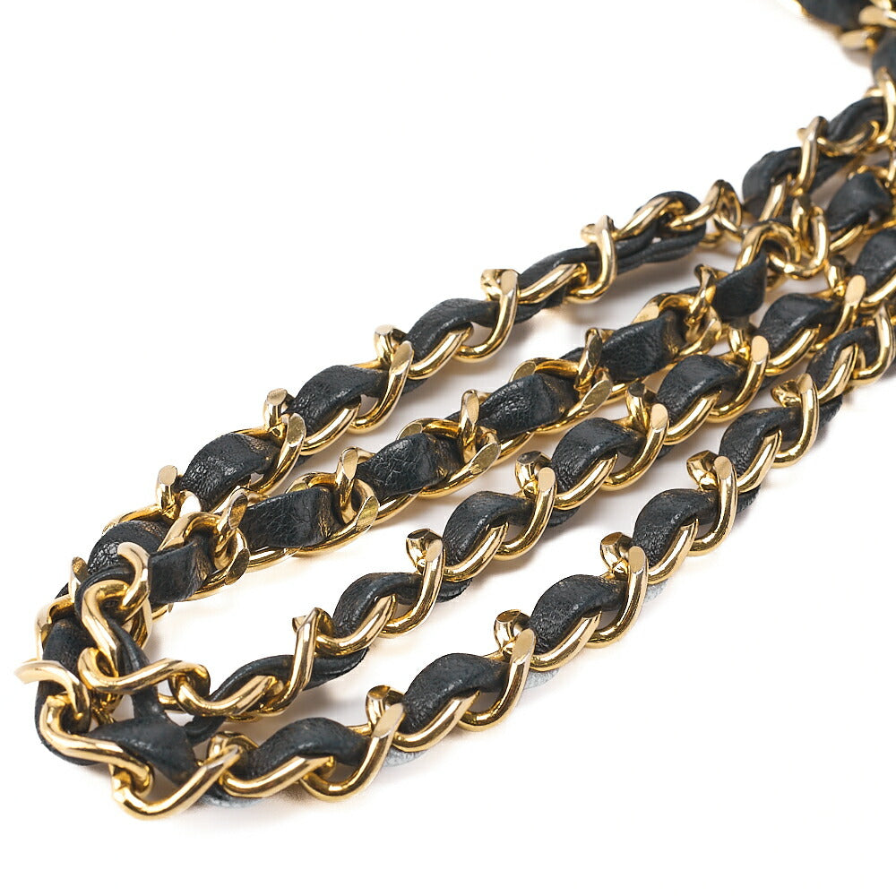 CHANEL Matelasse Double Flap 23cm Chain Shoulder Lambskin Black Gold-Tone Hardware, Pre-Owned