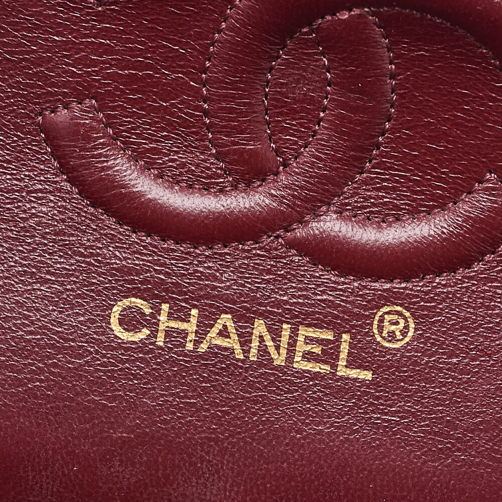 CHANEL Matelasse Double Flap 23cm Chain Shoulder Lambskin Black Gold-Tone Hardware, Pre-Owned