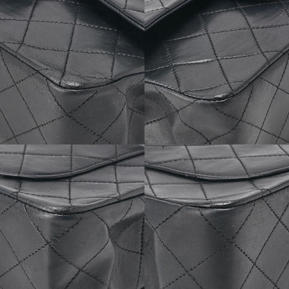 CHANEL Matelasse Double Flap 23cm Chain Shoulder Lambskin Black Gold-Tone Hardware, Pre-Owned