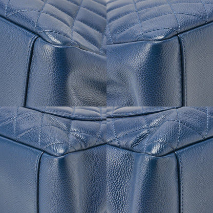 CHANEL Shoulder Bag Tote Bag  Matelasse Caviar Skin Cocomark GST Double Chain Tote Navy Silver-Tone Hardware, Pre-Owned