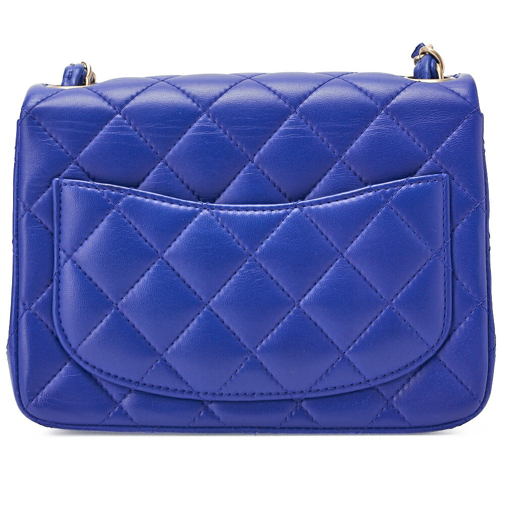 CHANEL Chain Shoulder Bag Mini Matelasse 18cm Lambskin Blue Gold-Tone Hardware, Pre-Owned