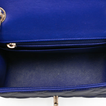 CHANEL Chain Shoulder Bag Mini Matelasse 18cm Lambskin Blue Gold-Tone Hardware, Pre-Owned