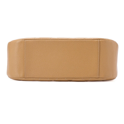 CHANEL Caviar Skin Matelasse Cocomark One Shoulder Beige Gold-Tone Hardware, Pre-Owned